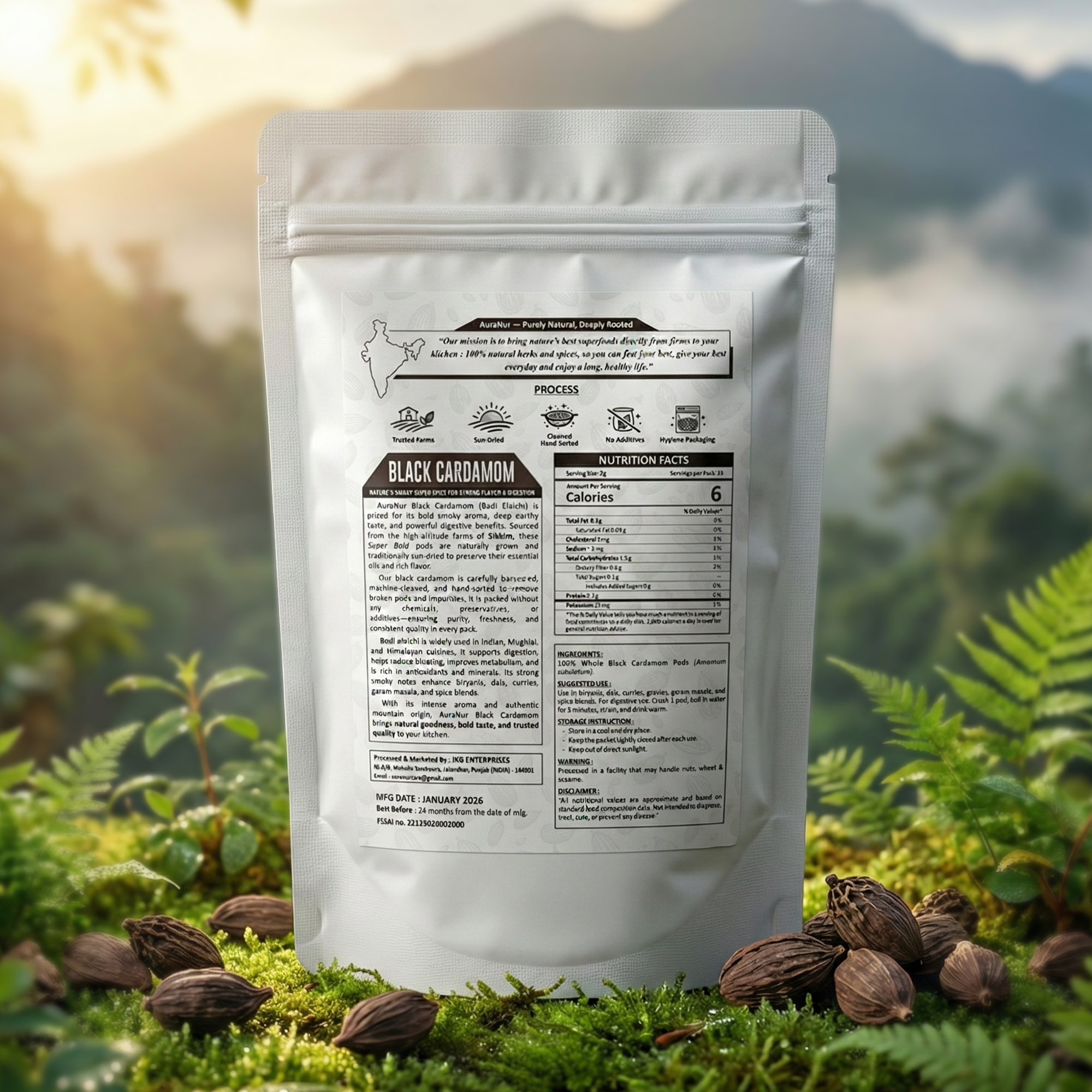 Black Cardamom (Super Bold) - 50gm